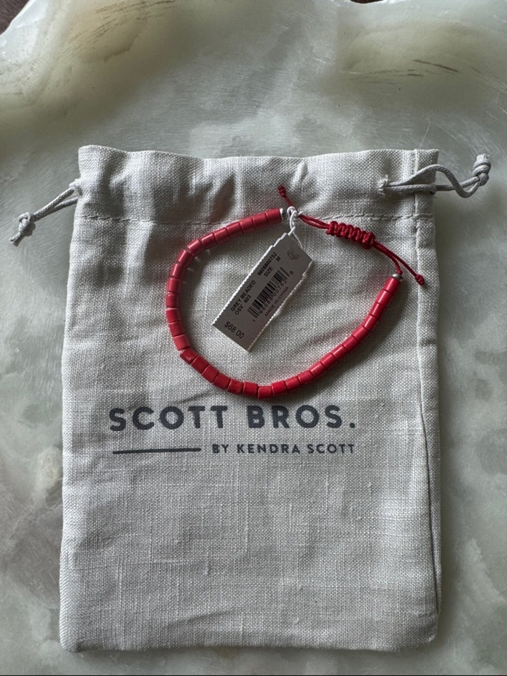 Kendra Scott Grey Red Beaded Sliding Bracelet